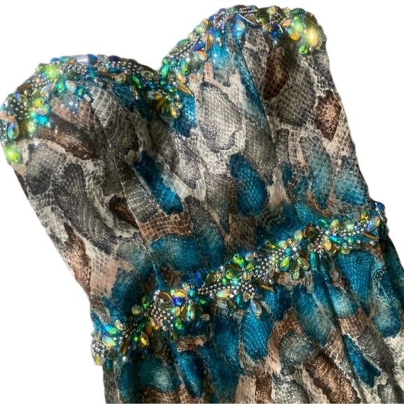 Terani Couture Strapless Animal Print Evening Gown - Picture 8 of 12